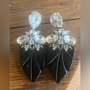 Vintage J. Crew Black Arrowhead and Crystal Earrings